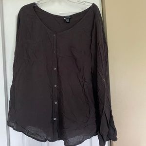 Plus Size Long Sleeve Button Down Blouse